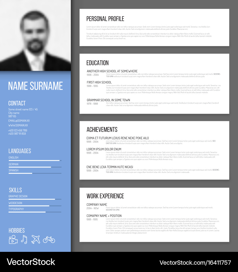 Minimalistic cv resume template Vector Image