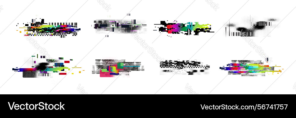 Pixel glitch abstract backgrounds set Vector Image
