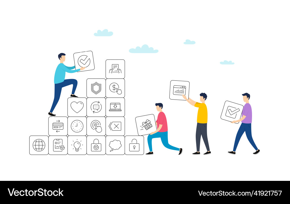 Report time and globe line icons statistics Report time and globe line icons statistics vector image