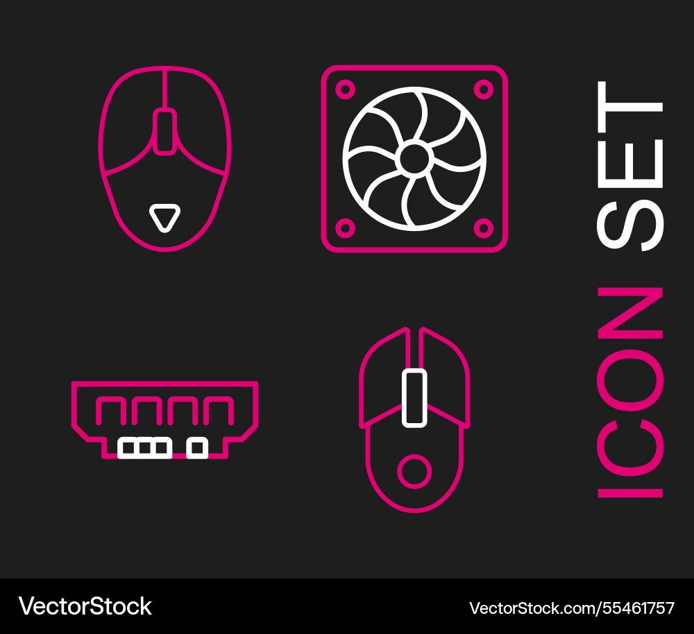 Set line computer mouse ram random access memory Set line computer mouse ram random access memory vector image