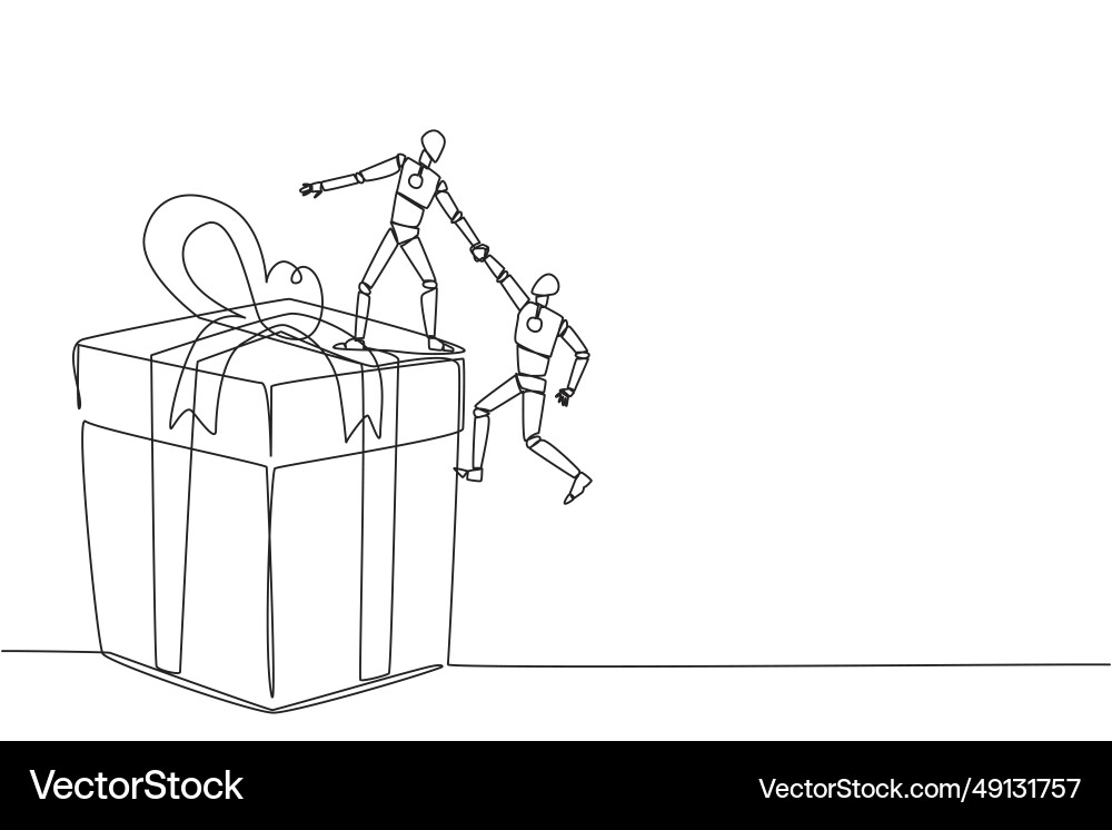 Single continuous line drawing smart robotic Vector Image