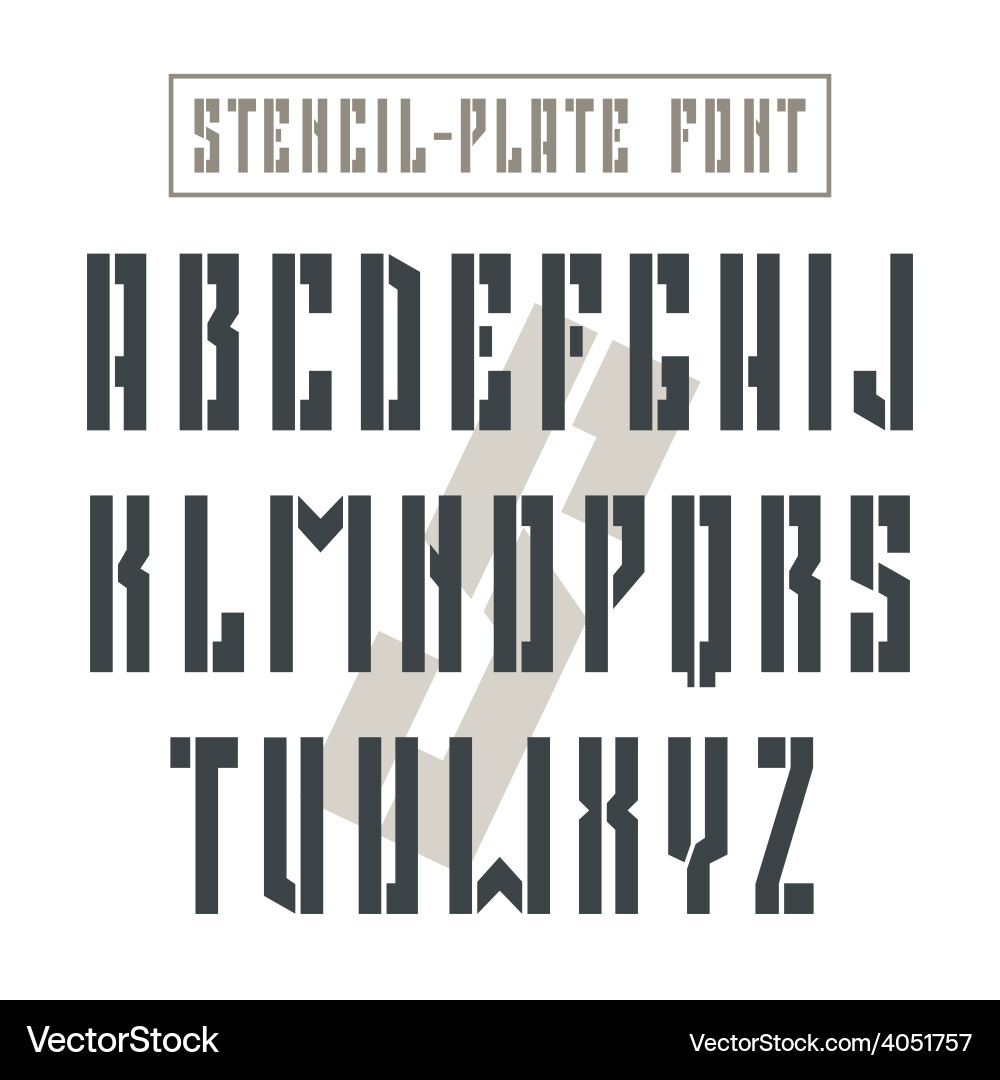 Strong Stencil Plate Font Vector Image