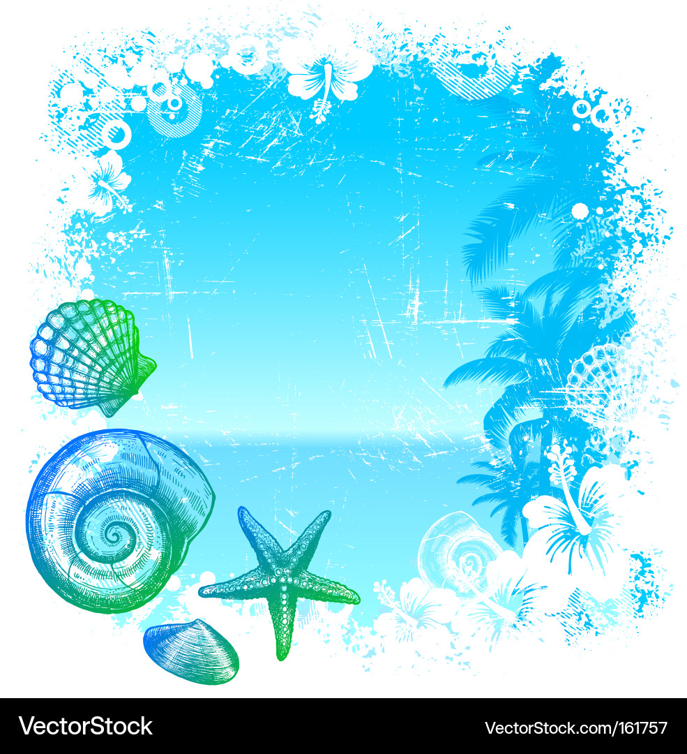 Tropical Seashells and Palms vector image