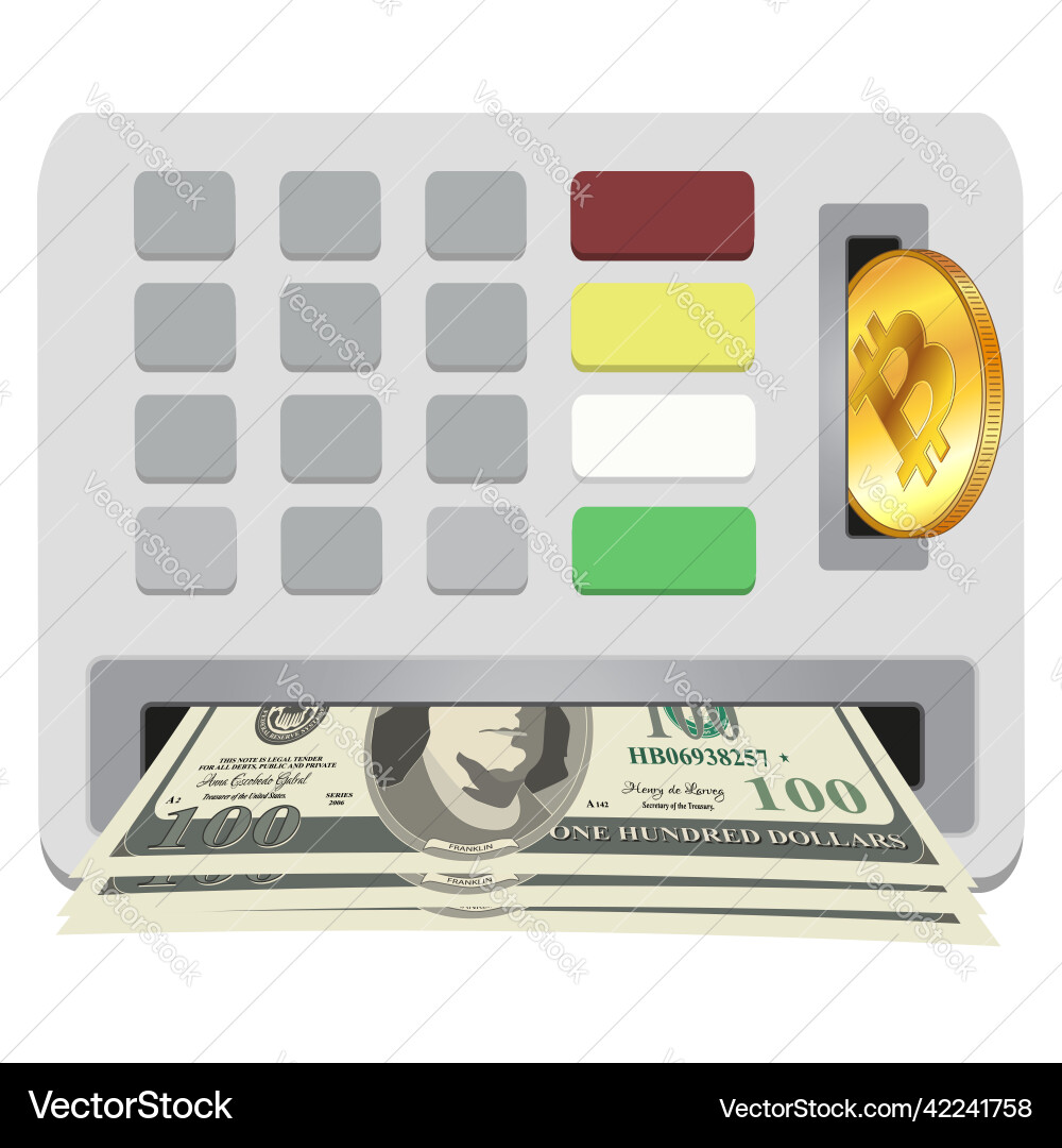 Atm panel with slots for depositing btc bitcoin – Royalty-Free Vector |  VectorStock