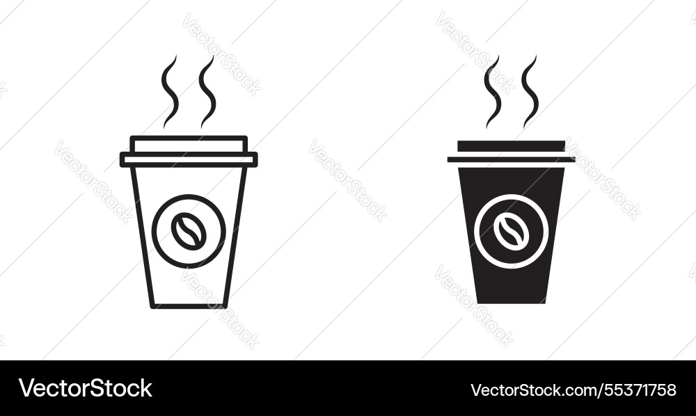 Coffee icon set in thin line for web Vector Image