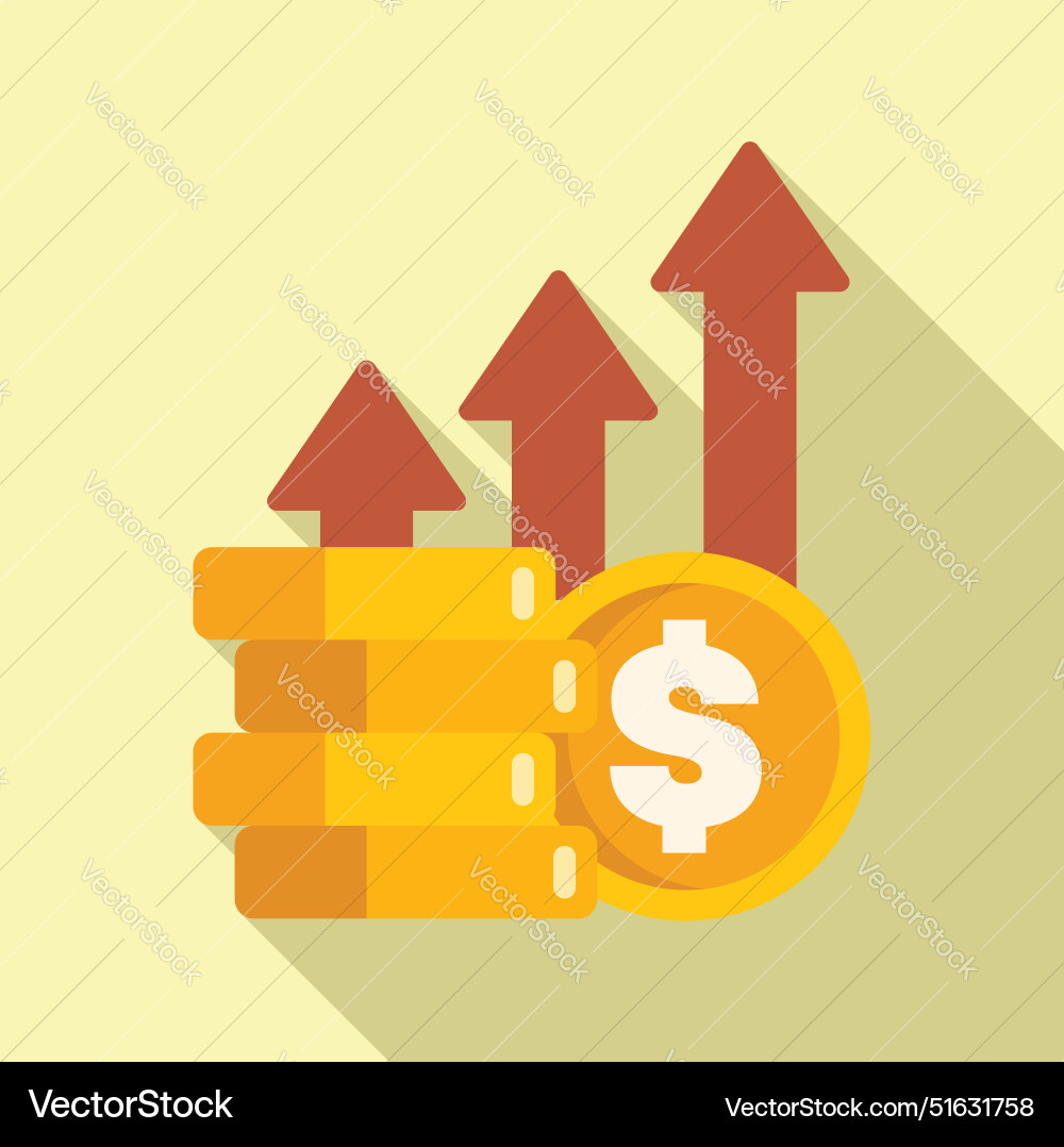 Dollar coins stack increasing with up arrows Dollar coins stack increasing with up arrows vector image