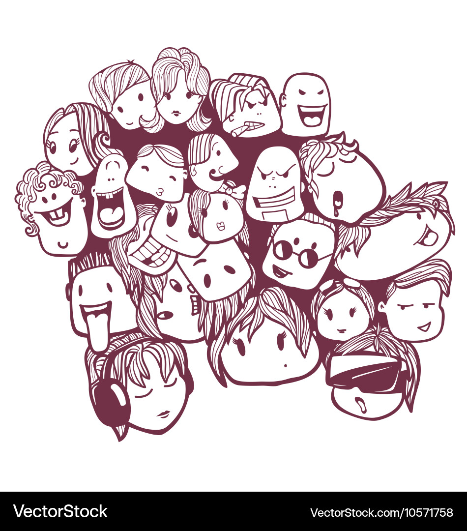 Faces doodles Royalty Free Vector Image - VectorStock