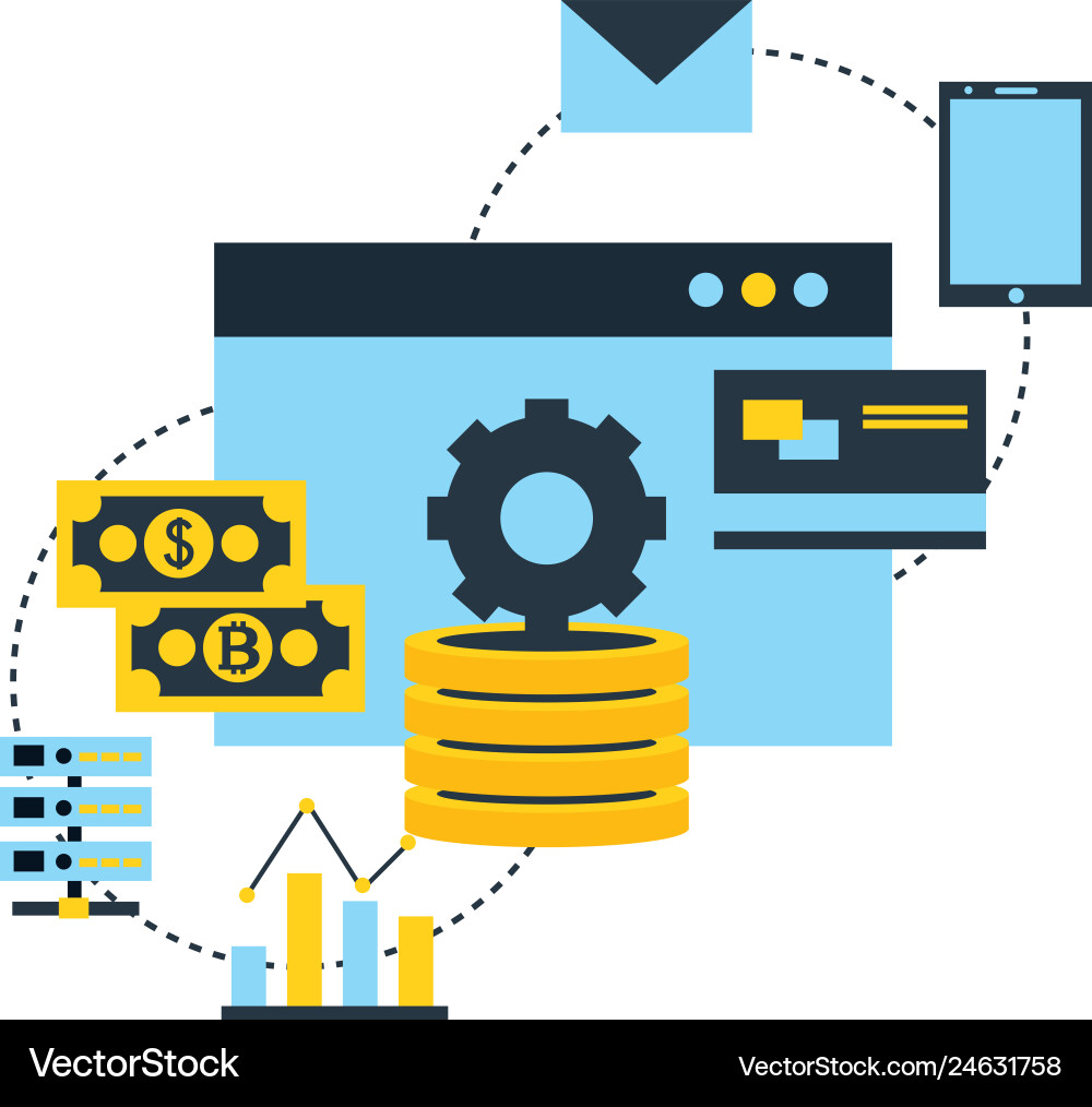 Fintech connection bitcoin money data bank card – Royalty-Free Vector |  VectorStock
