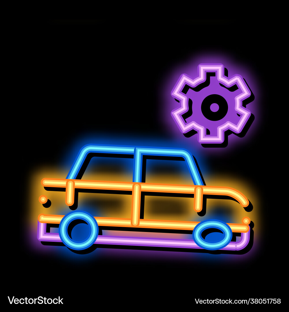 Gebrochene Auto Getriebe Neon Glühikone Gebrochene Auto Getriebe Neon Glühikone vektorbild