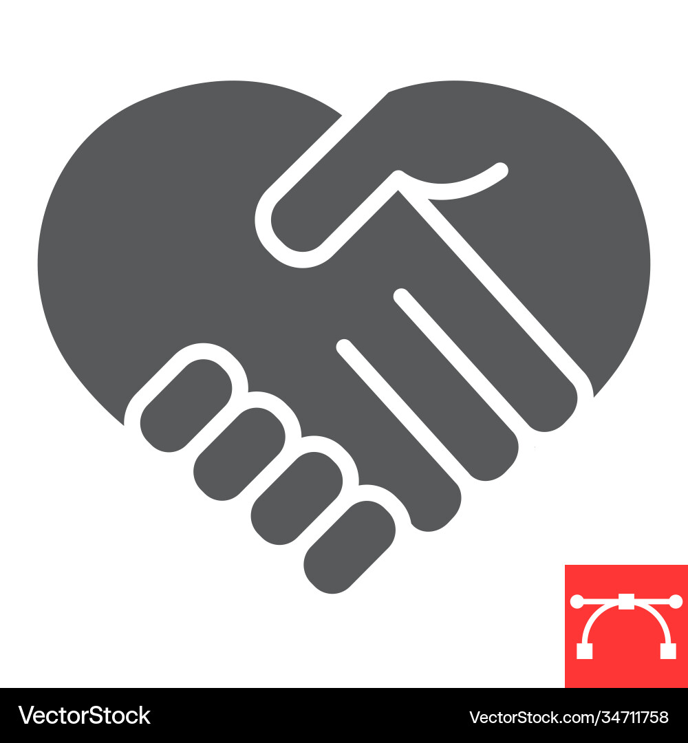 Heart handshake glyph icon love and help Heart handshake glyph icon love and help vector image