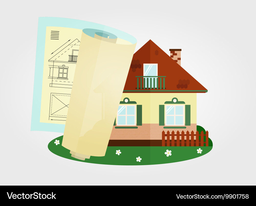 House and its project Royalty Free Vector Image