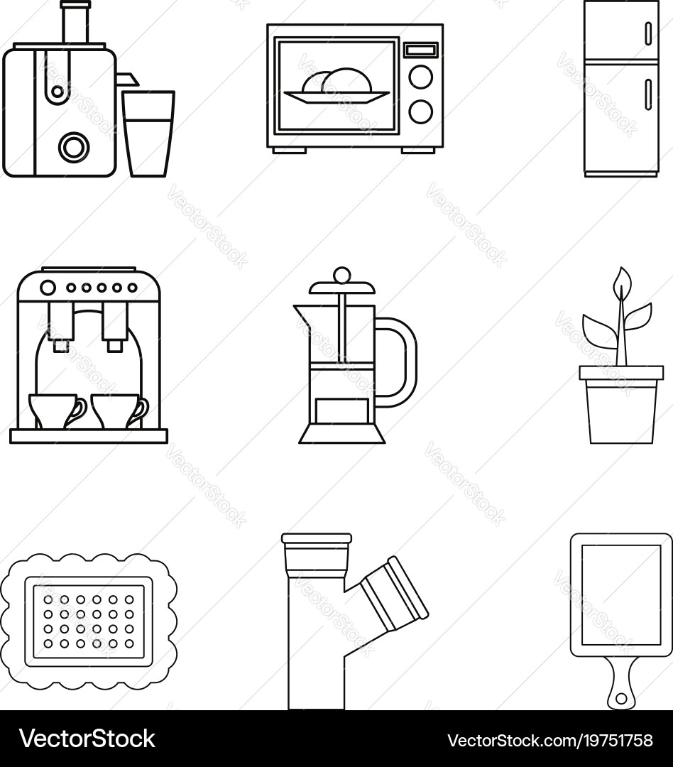 Internal part icons set outline style Vector Image