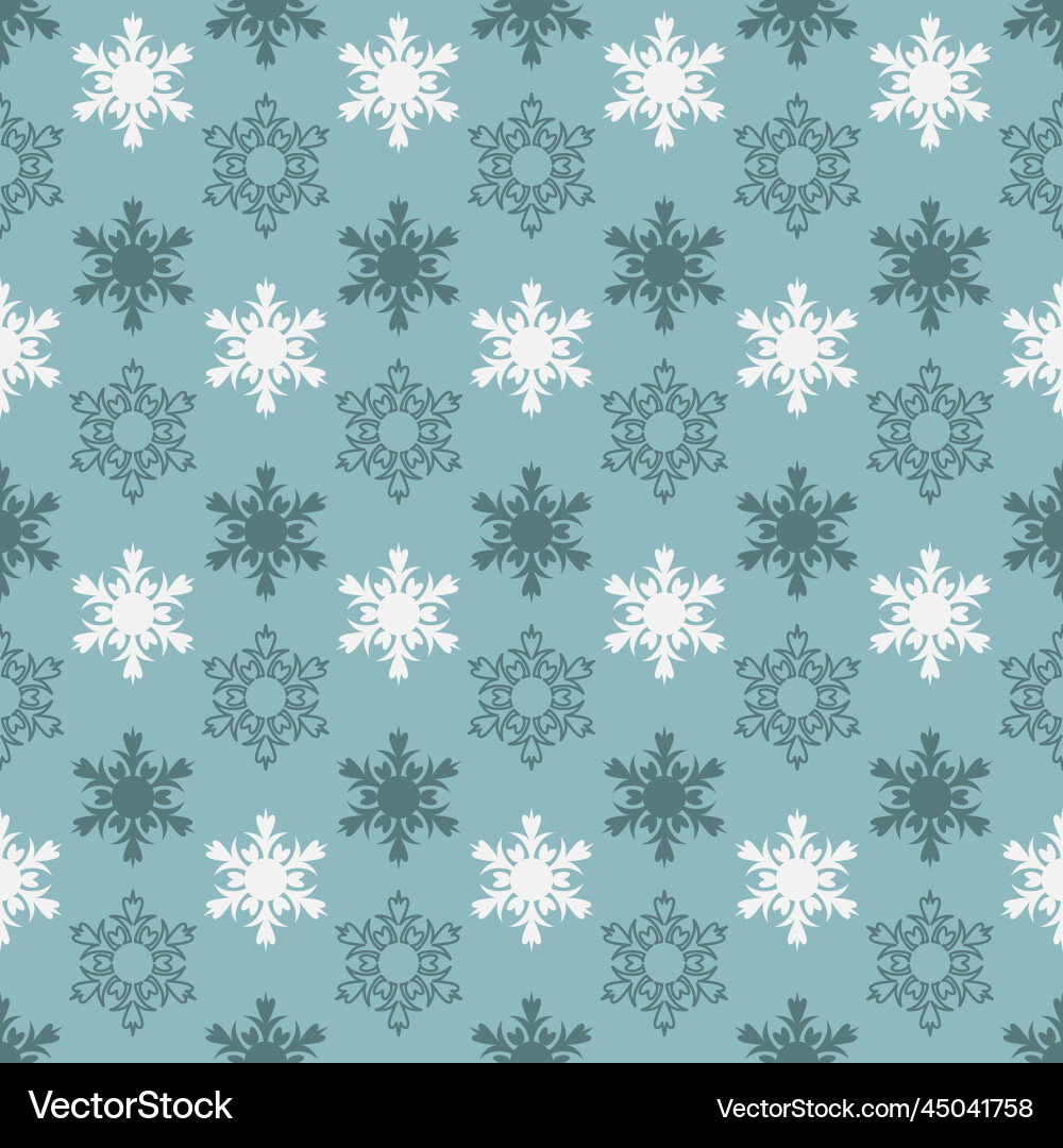Mint green seamless pattern with snowflake Mint green seamless pattern with snowflake vector image