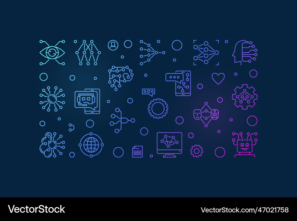 Ml or machine learning horizontal outline Ml or machine learning horizontal outline vector image
