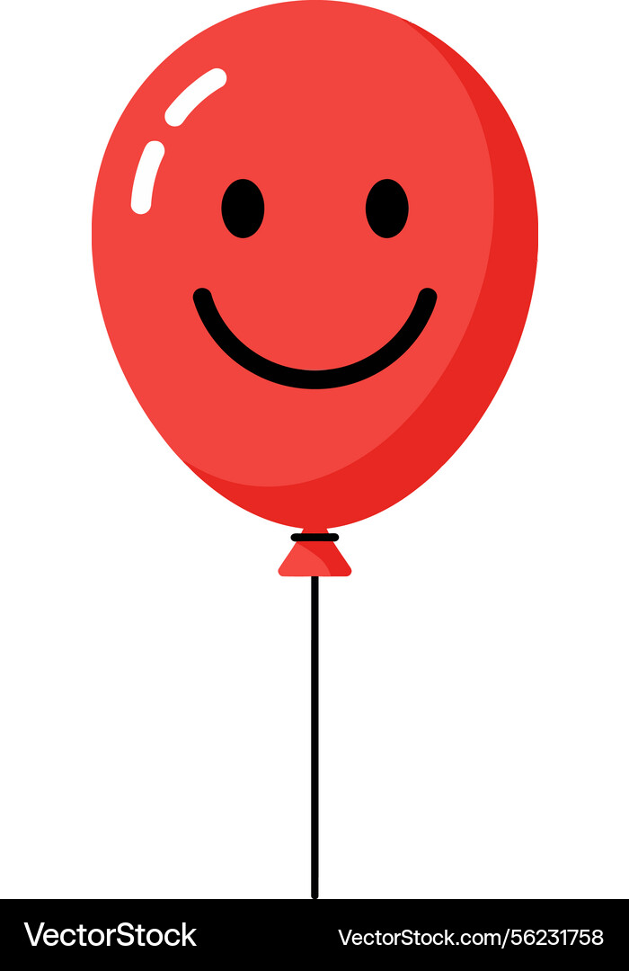 Red smiling balloon in flat design style Vector Image