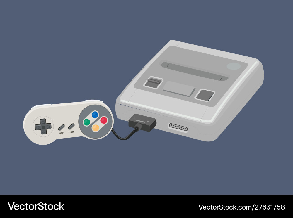 Retro Game Console with Controller vector image