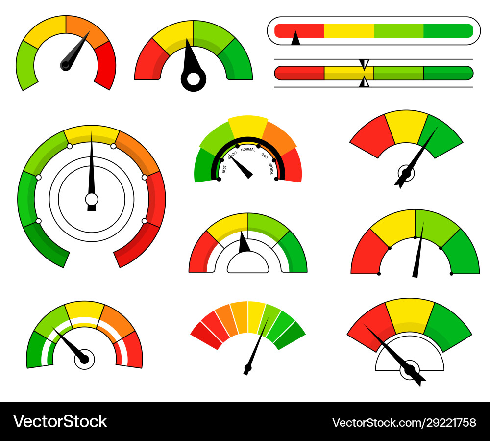 Set different colored cartoon scale with arrow Set different colored cartoon scale with arrow Vector Image