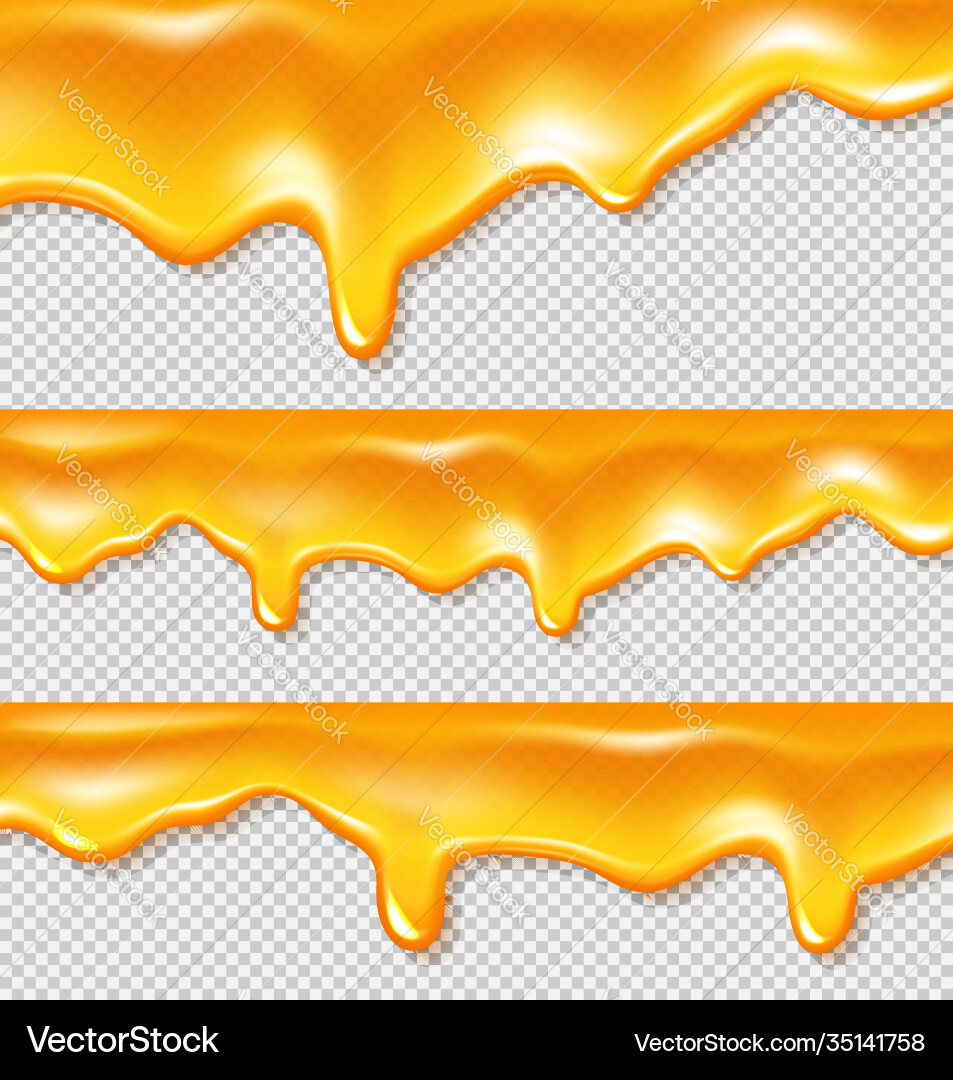 Set dripping gold liquid honey borders Set dripping gold liquid honey borders vector image