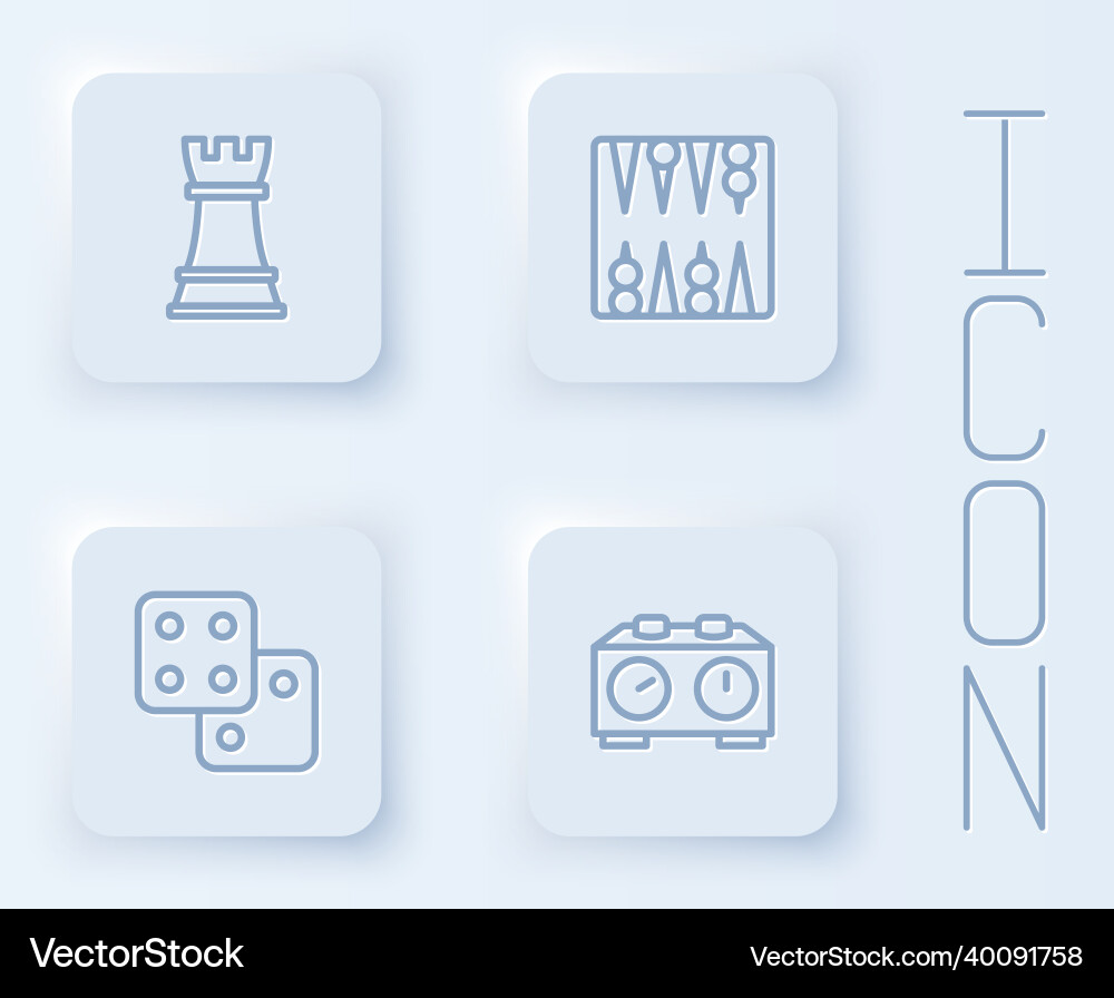 Set line chess backgammon board game dice Vector Image