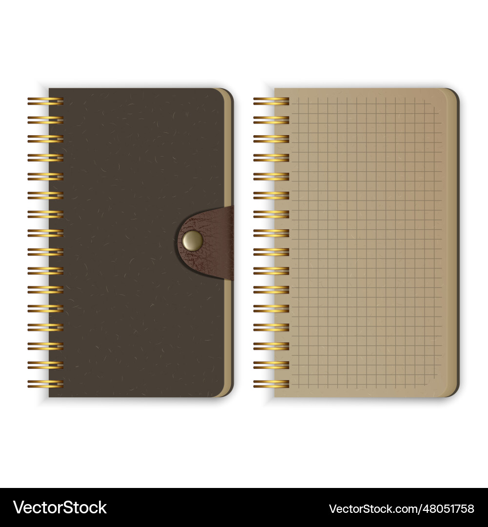 Set of realistic notebook blank open and closed vector image