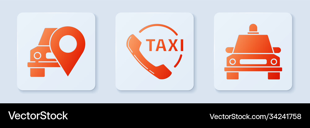 Set taxi call telephone service map pointer Set taxi call telephone service map pointer vector image