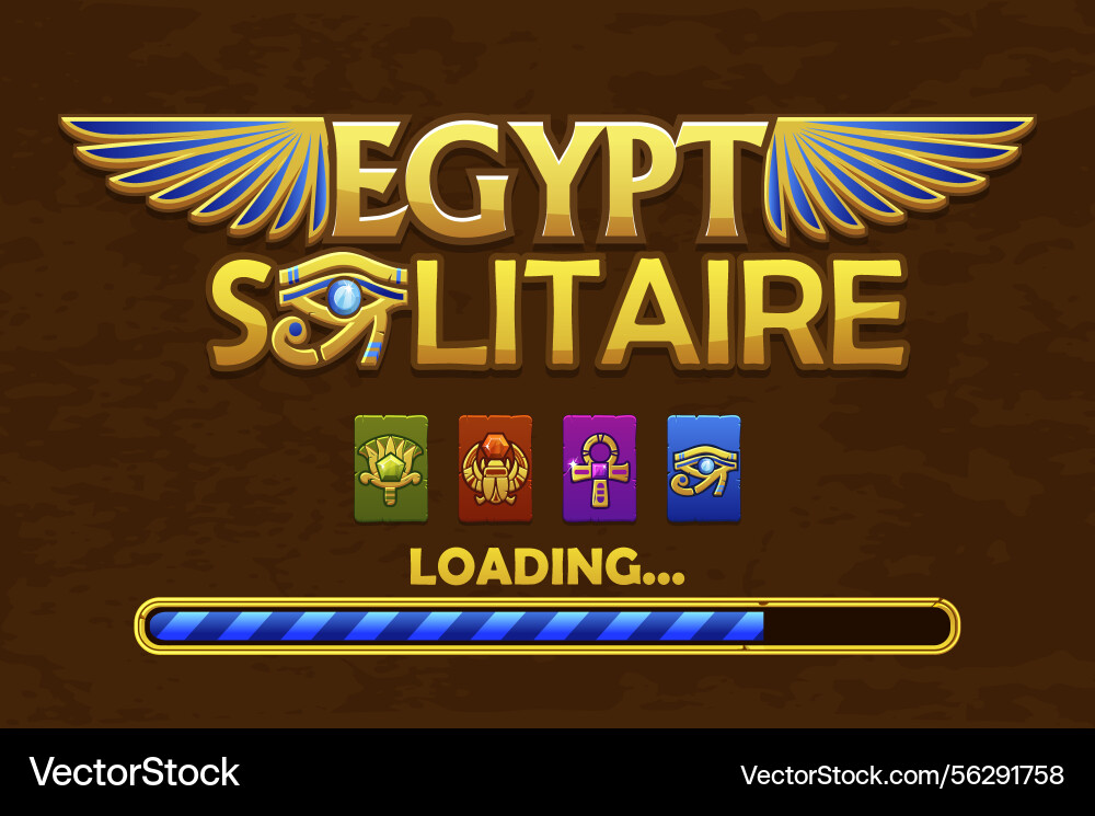 Solitaire loading screen logo for 2d game vector image