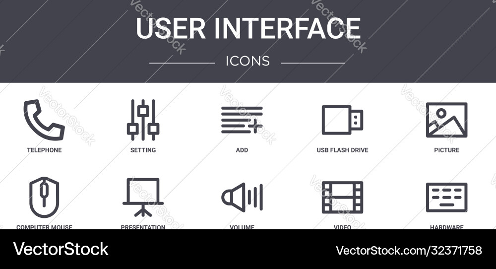 User interface concept line icons set contains User interface concept line icons set contains vector image