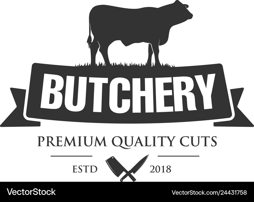Vintage Butcher Shop Logo - Cow Vector Image