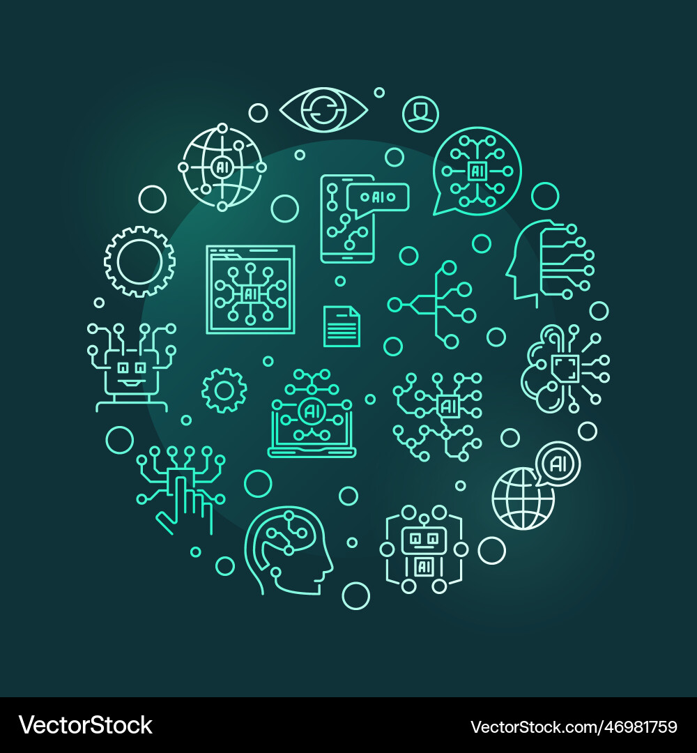 Artificial intelligence ai concept round line Artificial intelligence ai concept round line vector image
