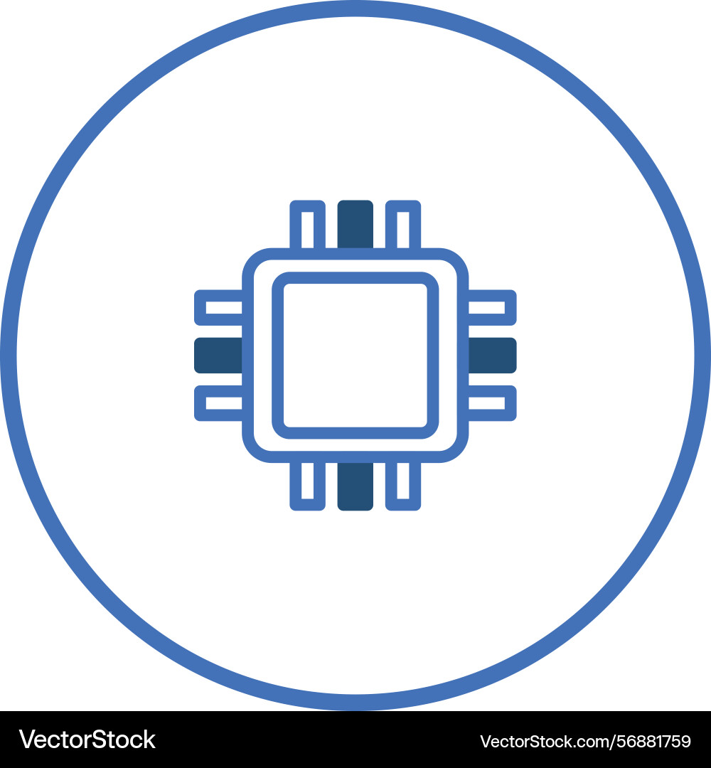 Blue processor icon inside a circle representing vector image