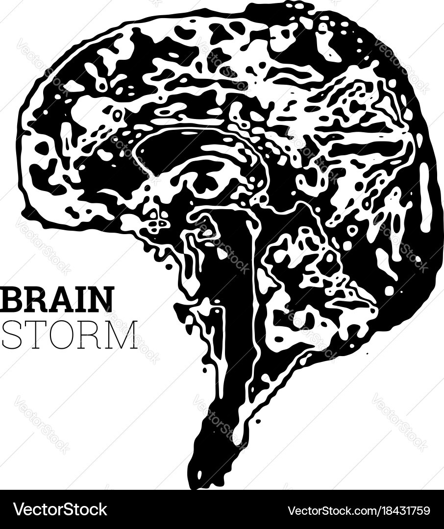 Brain in the form of a topographic map vector image