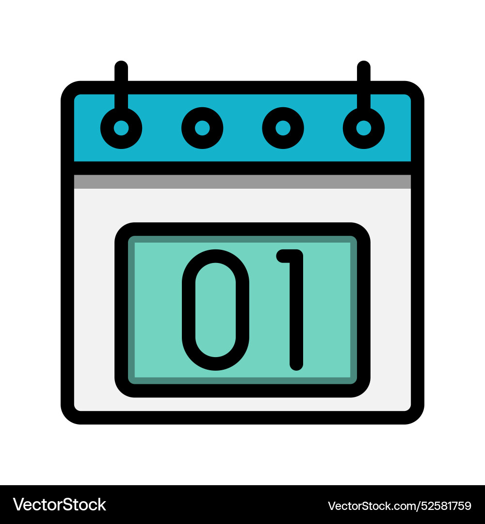 Calendar 1st date color linear icon time event Calendar 1st date color linear icon time event vector image
