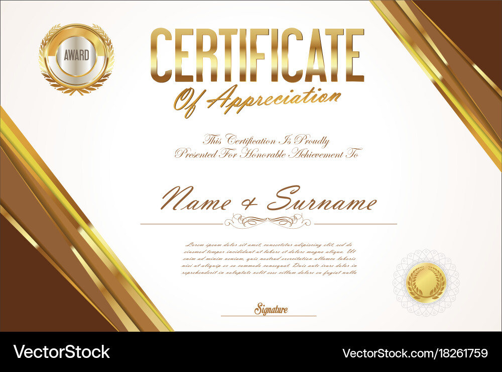 Certificate retro design template 01 Vector Image