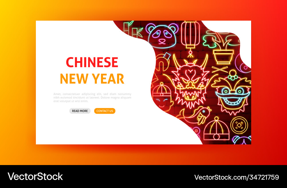 Chinesische neue Jahr Neon Landing Seite Chinesische neue Jahr Neon Landing Seite vektorbild