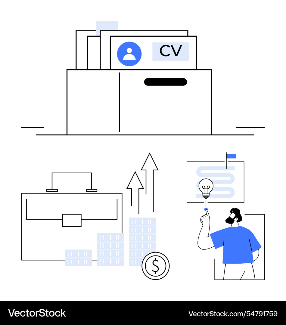 Efficient hiring process with cv files business Vector Image