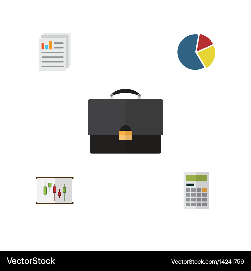 Flat gain set of document graph diagram vector image