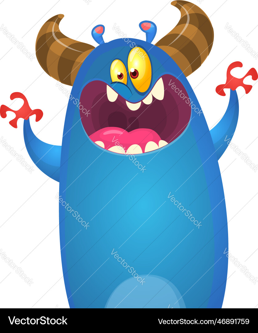 Funny cartoon monster character of cute and happy Funny cartoon monster character of cute and happy vector image