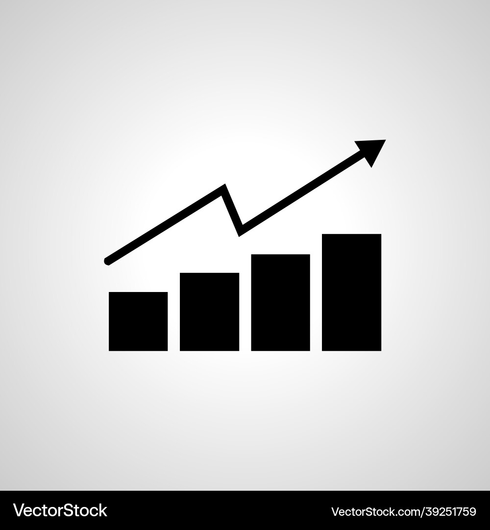 Growing graph line icon bar chart linear outline vector image