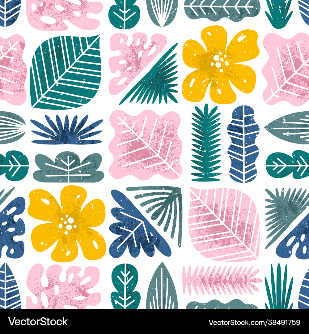 Hawaii style seamless pattern tropical leaves vector image