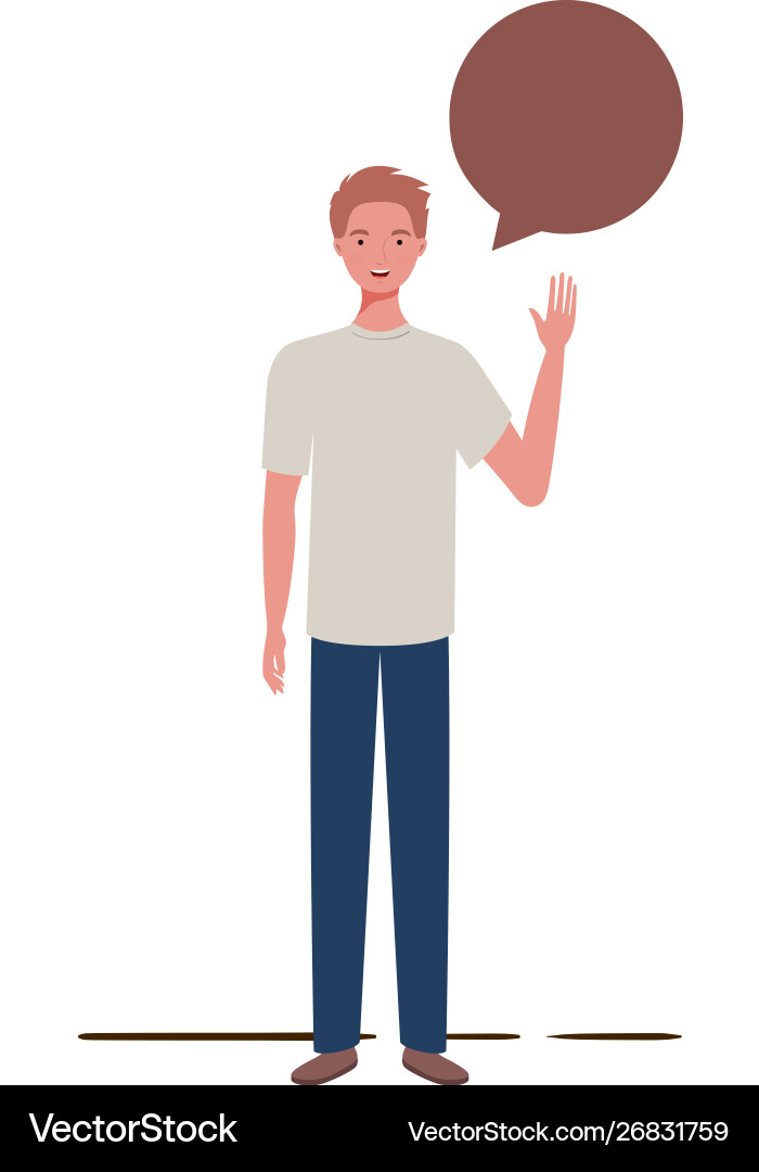 Man with speech bubble avatar character Man with speech bubble avatar character Vector Image