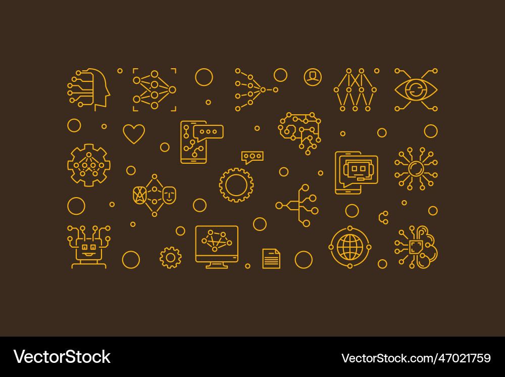 Ml or machine learning line horizontal yellow Vector Image