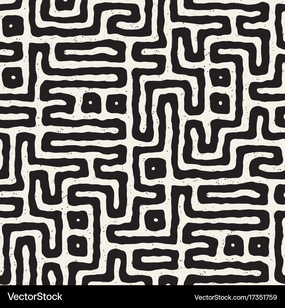 Seamless pattern with maze lines monochrome Vector Image
