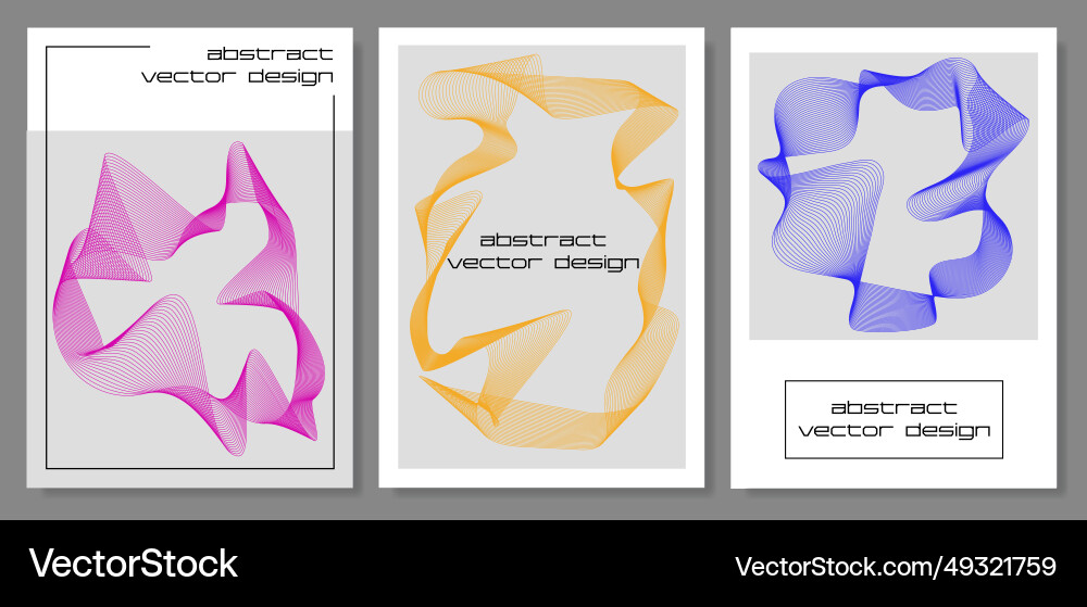 Set abstract minimalist posters with dynamic waves vector image