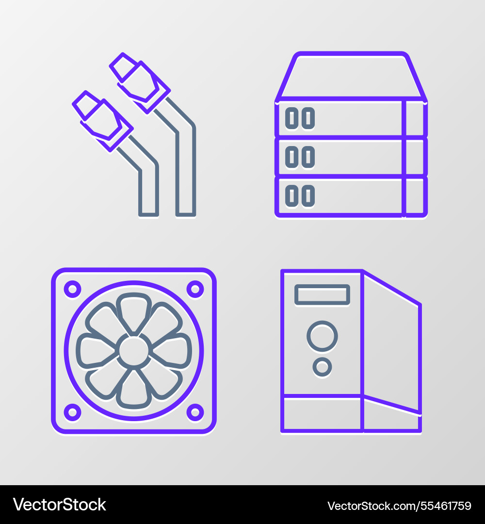 Set line case of computer cooler server Set line case of computer cooler server vector image