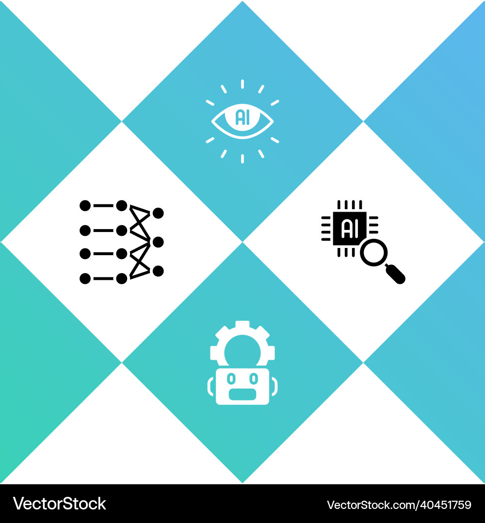Set neural network robot setting artificial Set neural network robot setting artificial vector image