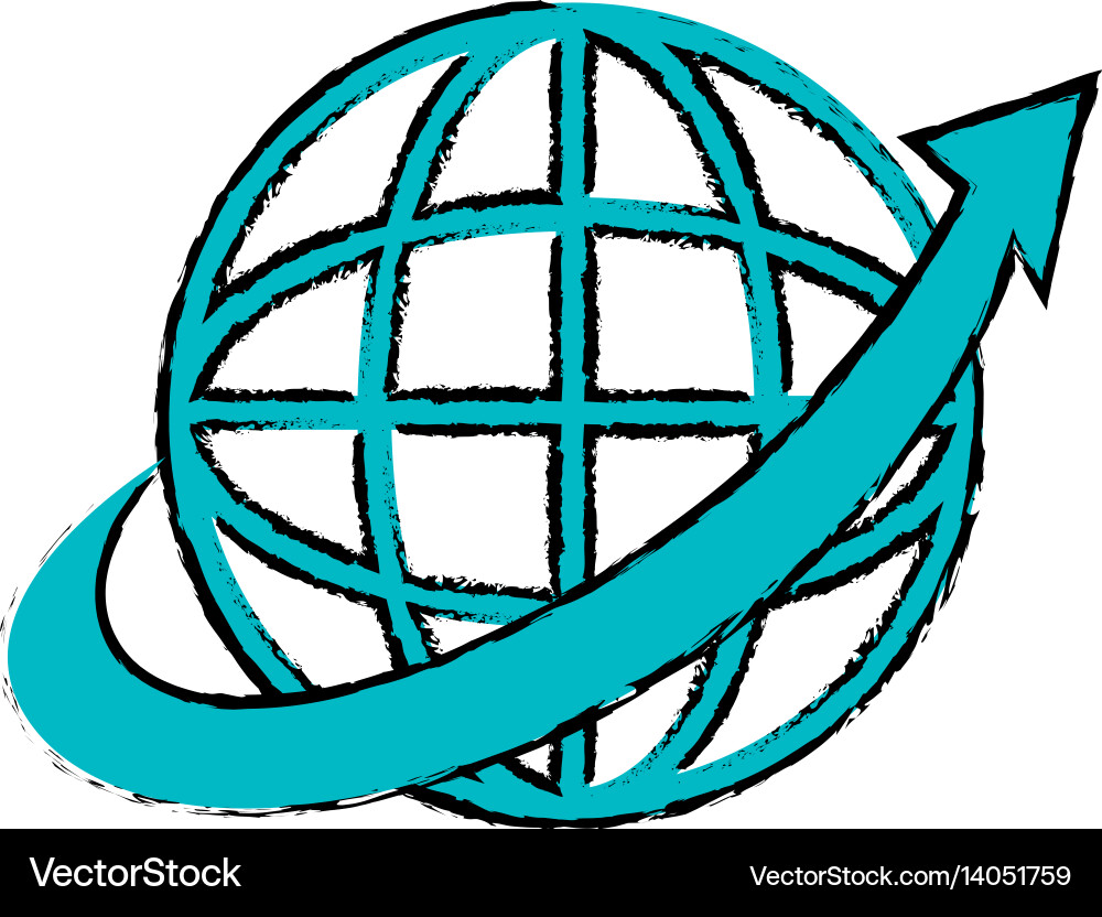 Sphere with arrow around isolated icon Vector Image
