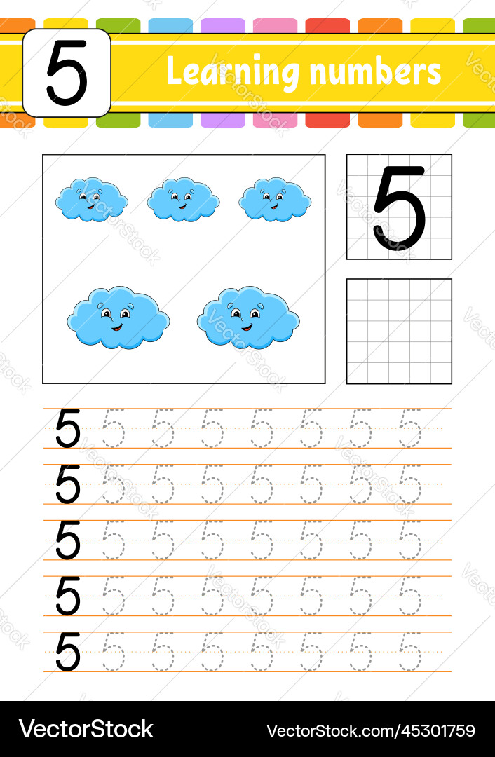 Trace and write numbers handwriting practice Trace and write numbers handwriting practice Vector Image