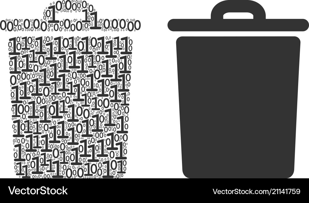 Trash bin composition of binary digits Vector Image