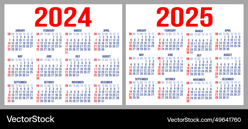 A set of two horizontal calendar grids vector image