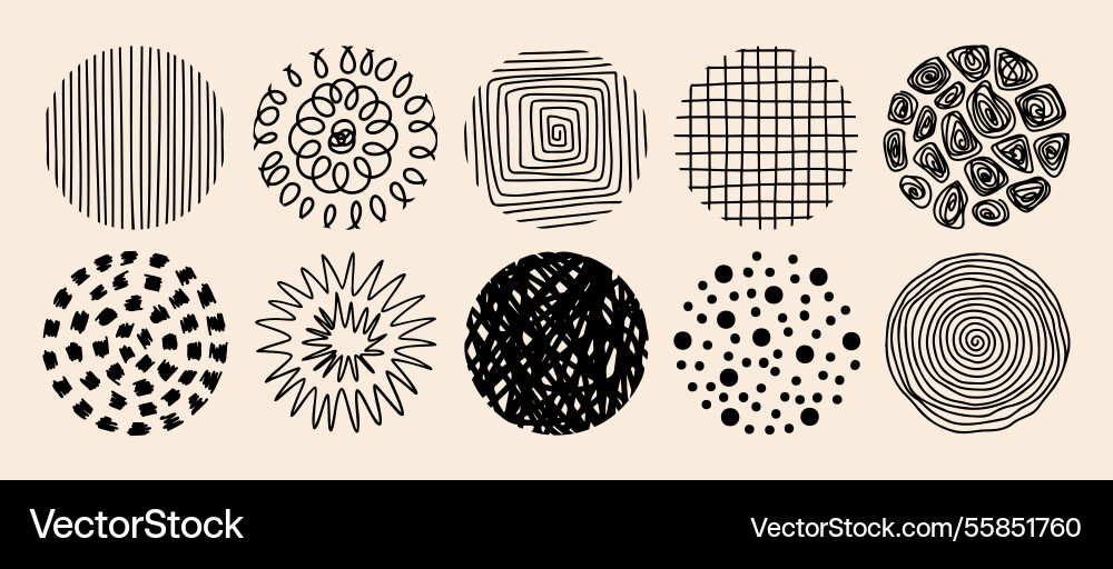 Abstract circles for social media with pattern set vector image